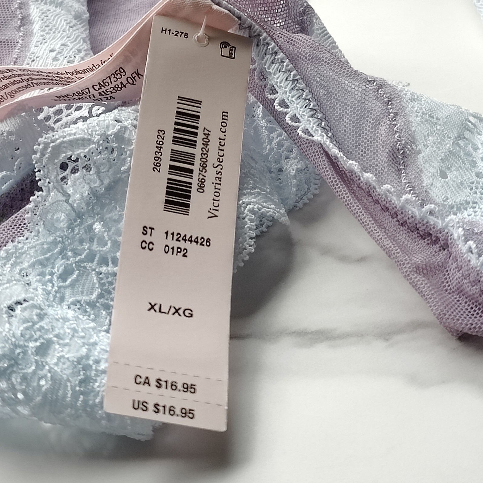 Victoria’s Secret Tease Mesh Lace-Trim High-Leg Thong Panty Frozen Plum S/M/L/XL