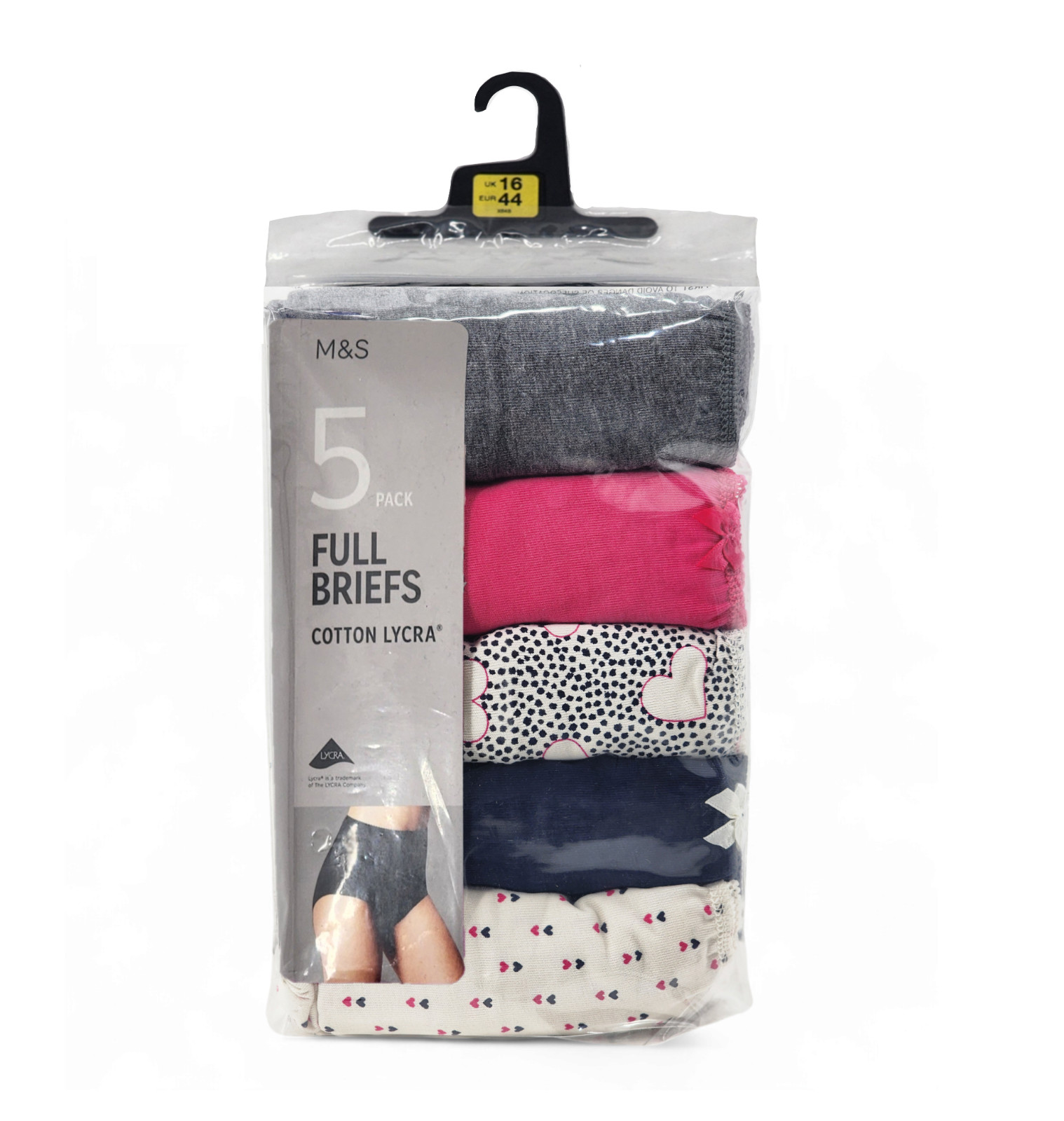 M&S Ladies 5 Pack Cotton Lycra Full Briefs Knickers Underwear Sizes 10 to 24