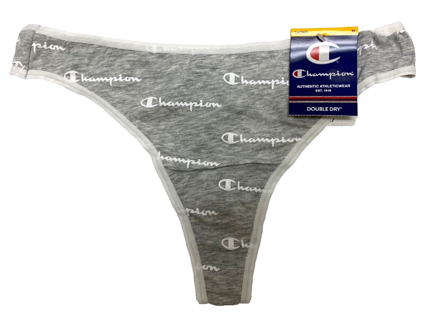 Women Champion Sz M Medium Thong Underwear Panty Grey/White NEW