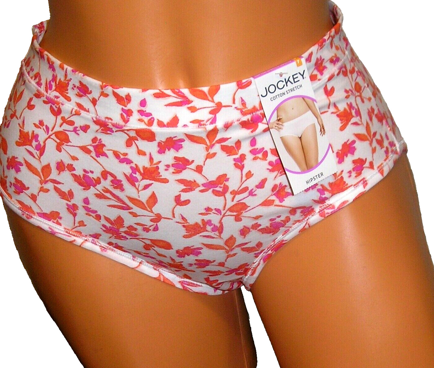 Panties Lingerie Jockey Cotton Stretch Leaf Print Hipster Sz 7 Adult Gift