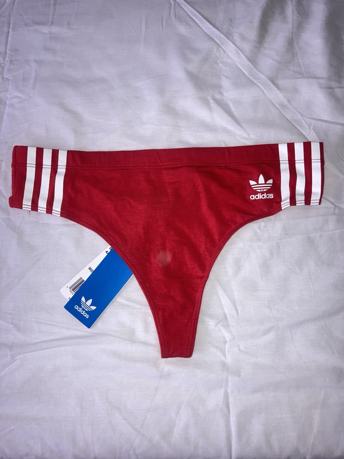 Adidas Women’s 3-Stripes Wide-Side Thong Underwear Red & White Size L NWT