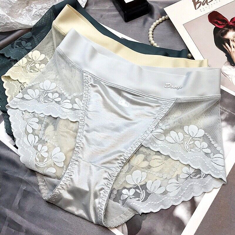 1/6 Pack Lot Women Sexy Sheer Satin Panties Brief High Waist Underwear Lingeries