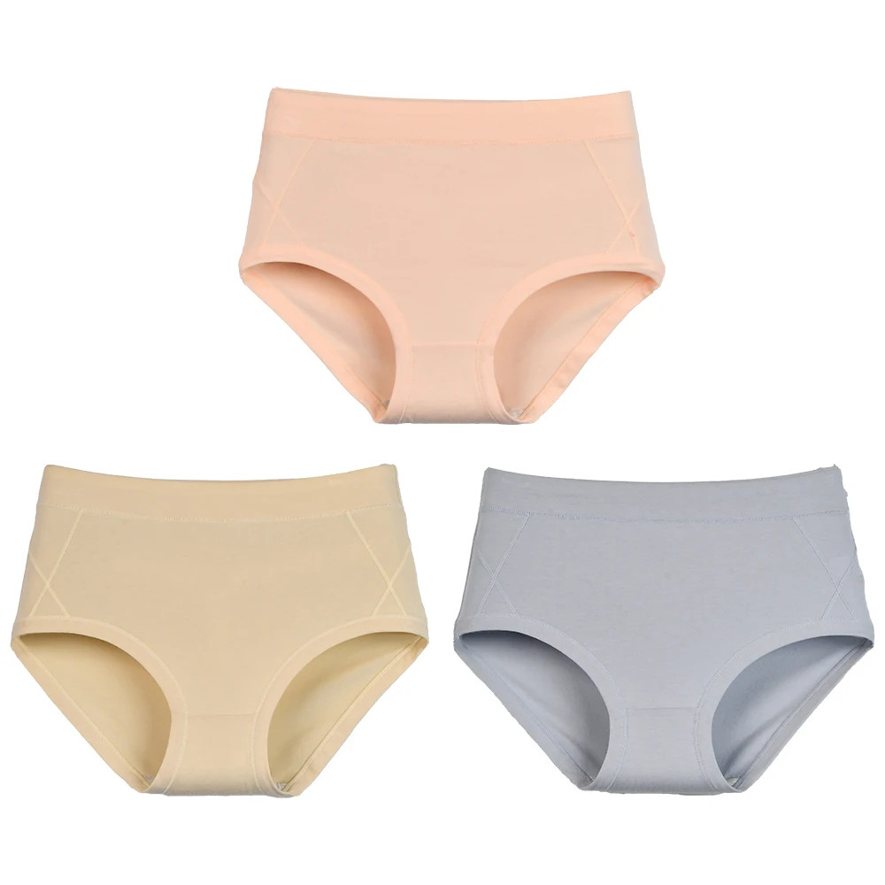 Cotton Brief Panties High Waist Women’s Soft Breathable Underwear 3 Pcs