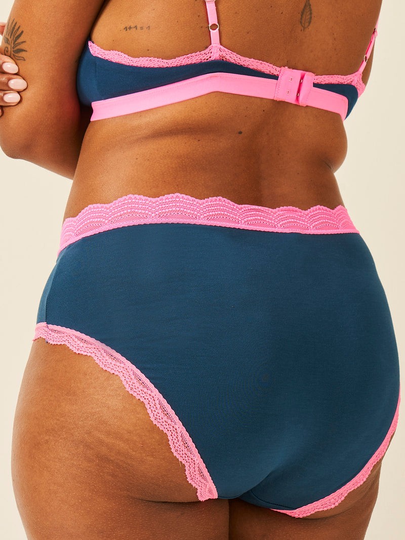 Stripe and Stare Midnight Blue Neon High-Rise Sustainable 4 Pack Boxed Knickers