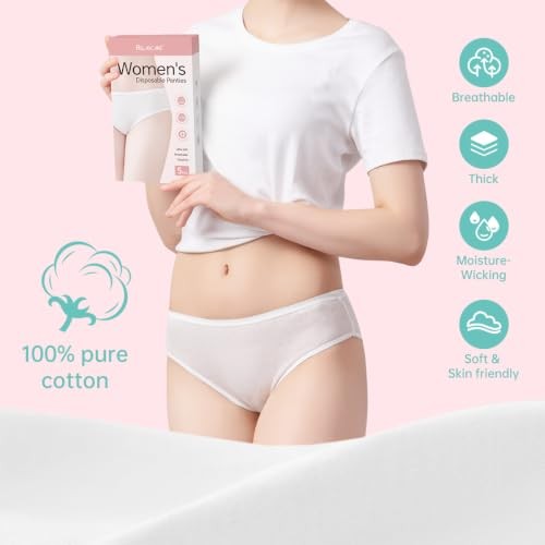 Disposable Underwear for Women, 10 Pack Cotton Ladies Briefs Small White-10pcs