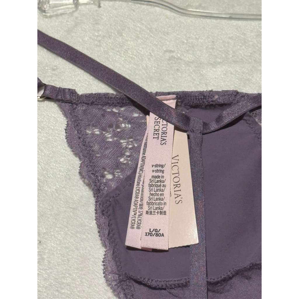 Victoria’s Secret Sexy Illusions Lace Thong Panty Plum Purple Size L NWT