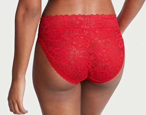 M Red THE LACIE Full Floral Lace Stretch Victorias Secret HighLeg Brief Pantie