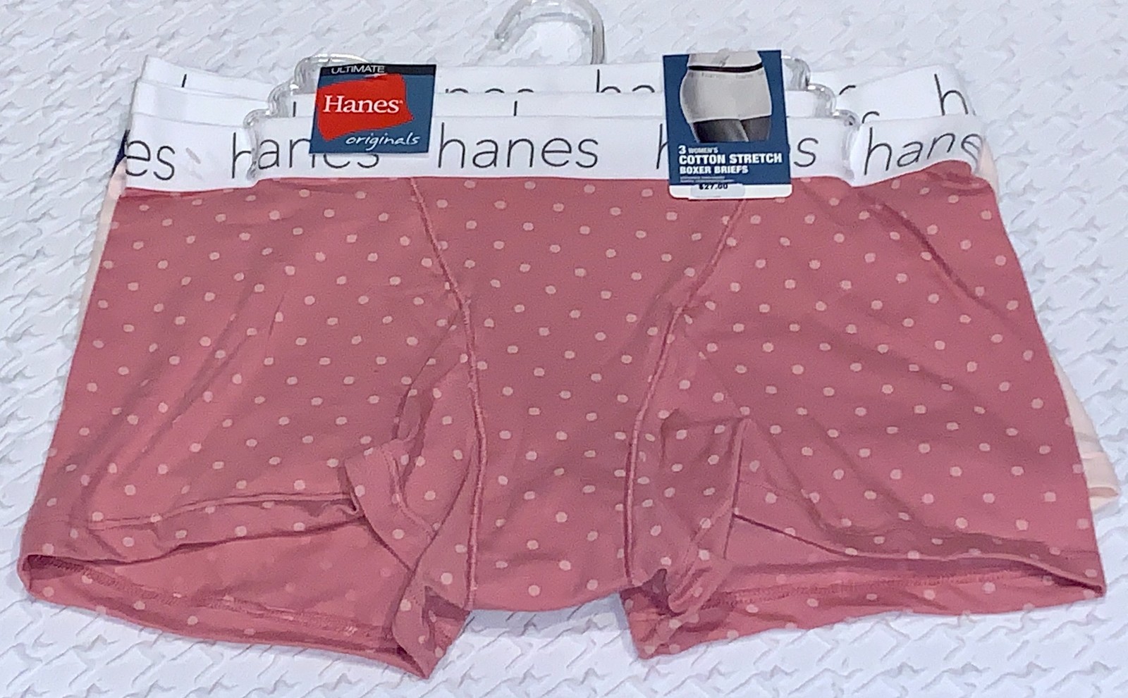 HANES 3 Pk Ultimate Cotton Stretch Pink Blue Boxer Brief Panty Womens M 6 L 7