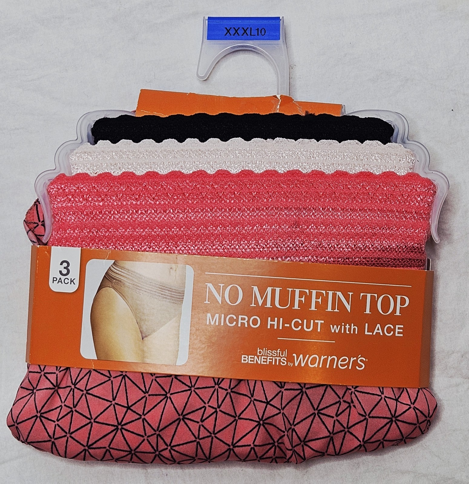 Warners Blissful Benefits Hi-Cut Microfiber w/ Lace 3 Pack Choose M XL XXL XXXL