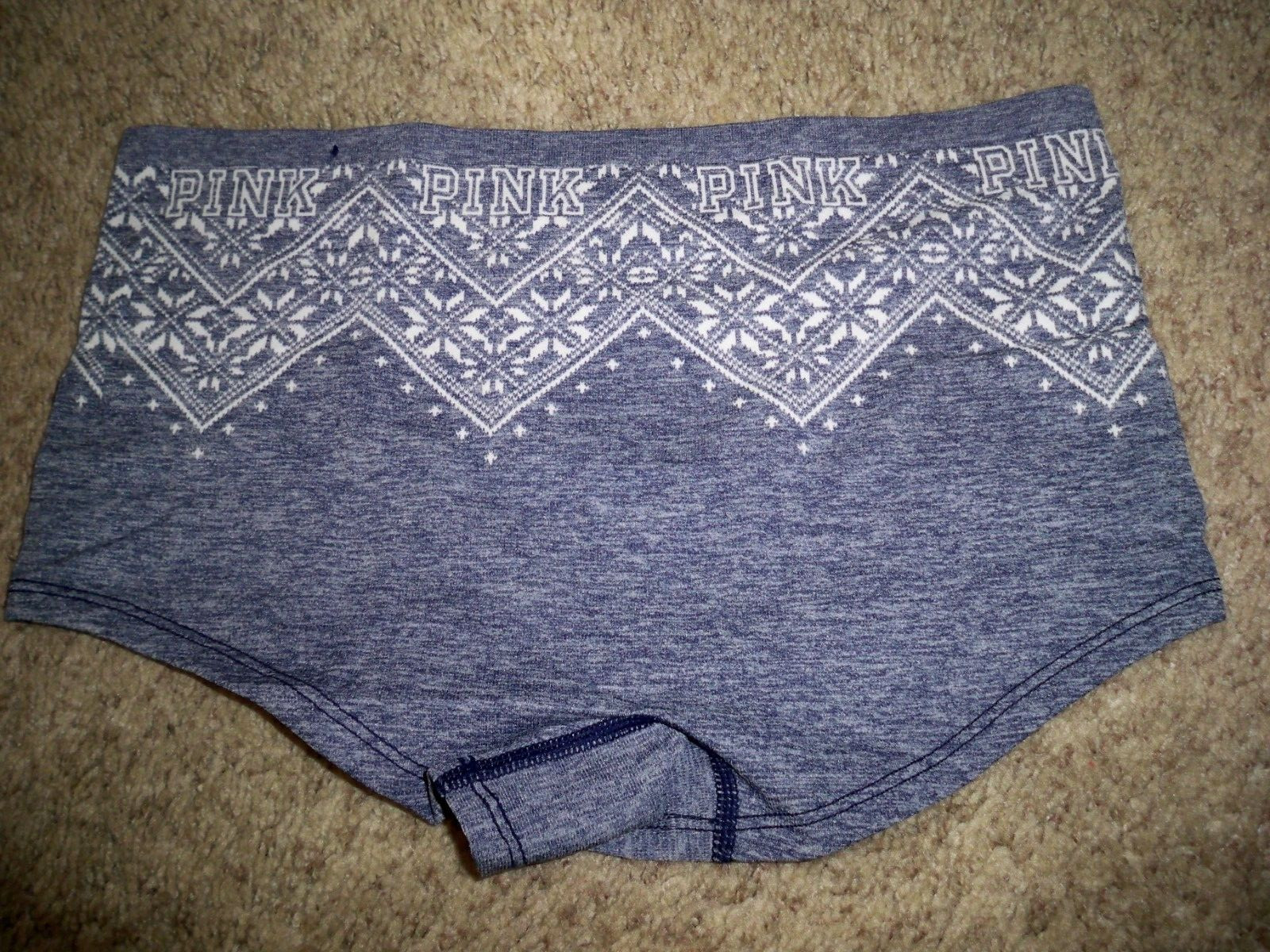 VICTORIAS SECRET BOYSHORT BLUE SNOWFLAKE LARGE NEW