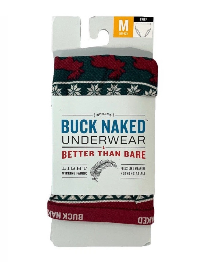 Duluth Trading Women’s Buck Naked Underwear Brief/Moose Fair Isle MEDIUM (10-12)
