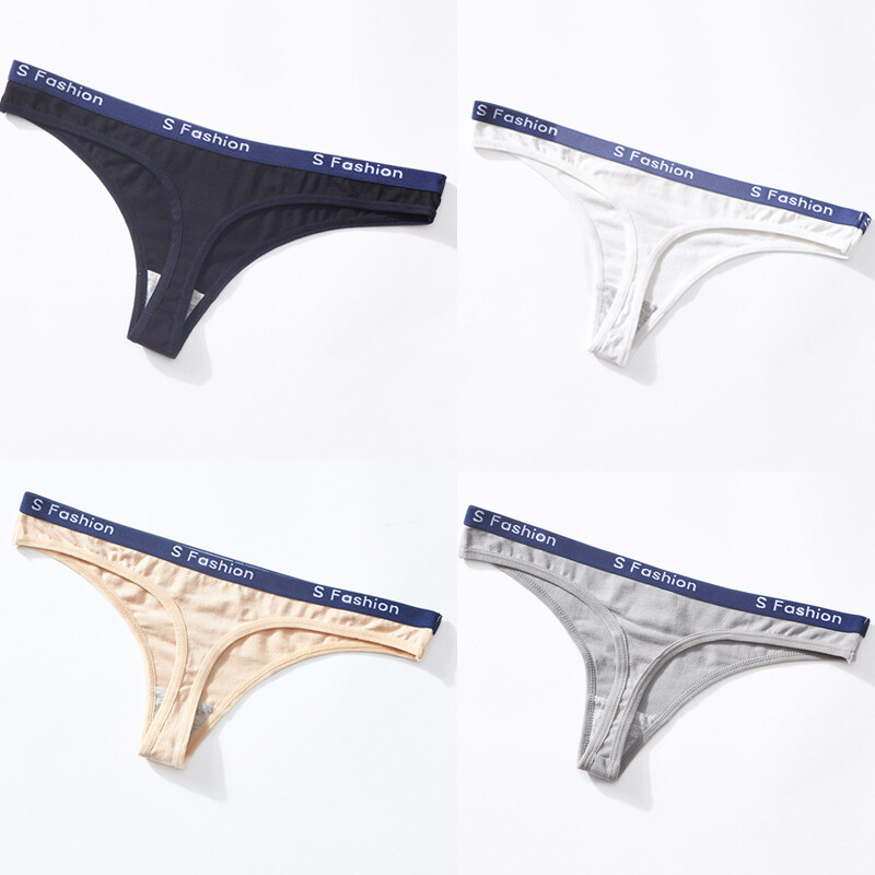 4 Pack Lot Womens Sexy Panties Briefs Low Waist Cotton Thongs G string Lingeries