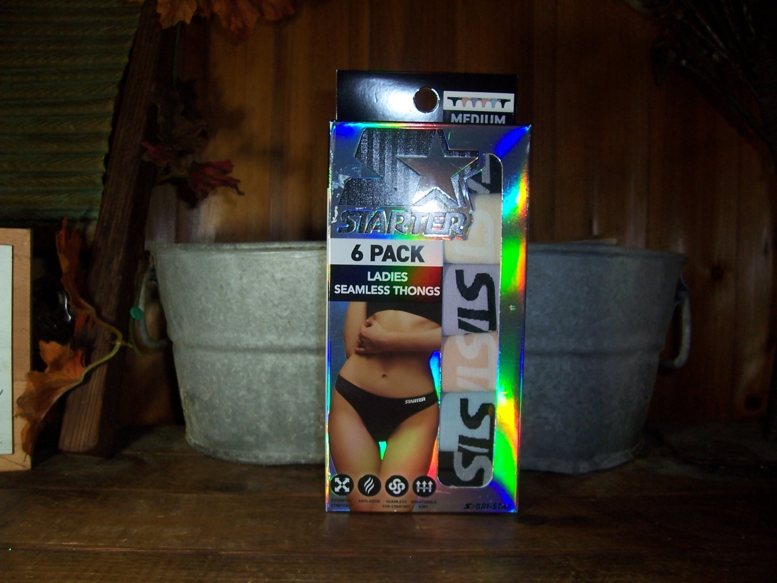 STARTER WOMENS SEAMLESS THONG UNDERWEAR 6 PAIRS SIZE MEDIUM SPORTS VARIOUS COLOR