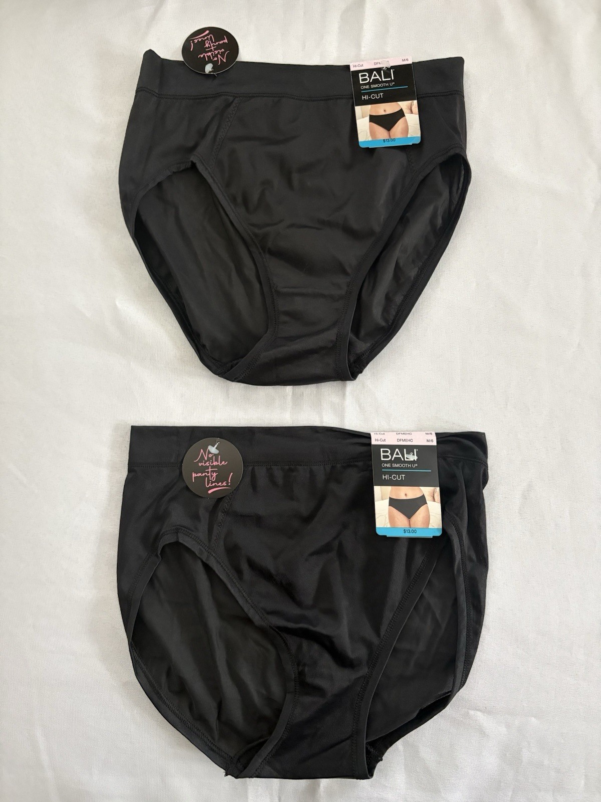 NEW Bali One Smooth U Hi-Cut Panties 2 Pair Women Size Medium Black Panty DFMEHC