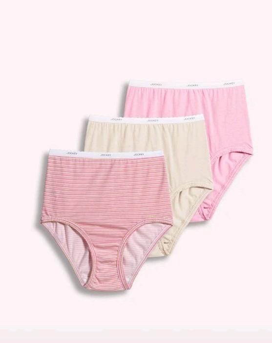 New Jockey Women’s 7/L Cotton Classic Brief – 3 Pack – Scallop Elastic – Pink