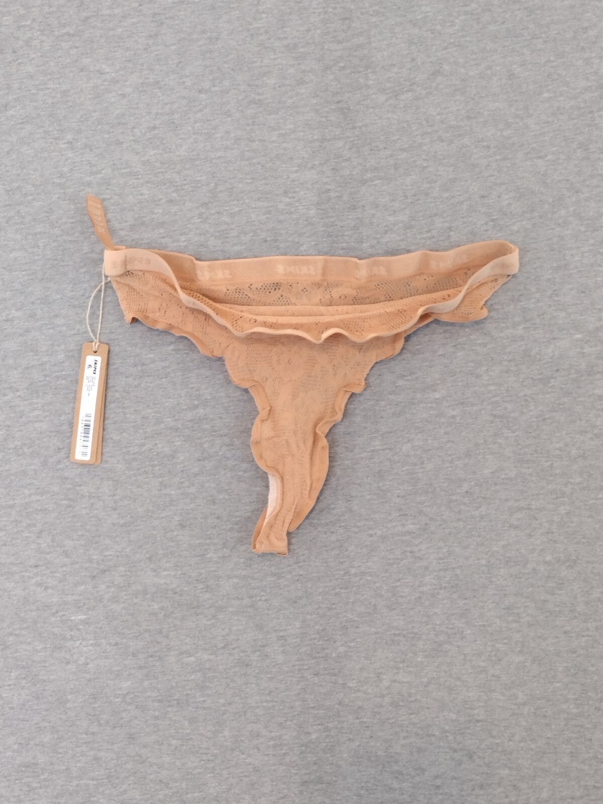 SKIMS Knit Lace Dipped Thong Panties Color Ochre Size 4X PN-THG-2882