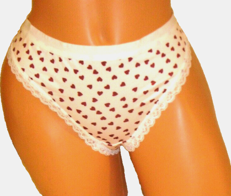 Panties Lingerie Heart Print Lace Trim Thong Large Adult Gift