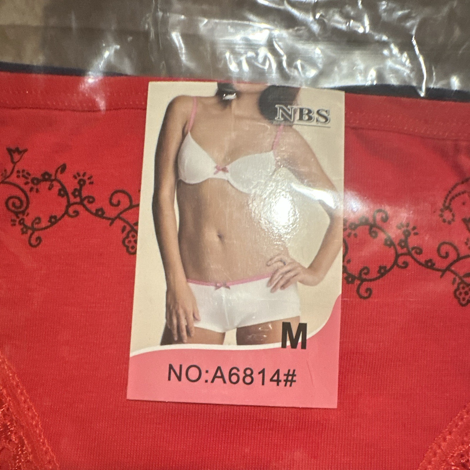 NBS Women’s Lace Trim Floral Brief Panties Pink/Red 5 Pack Size M A6814#
