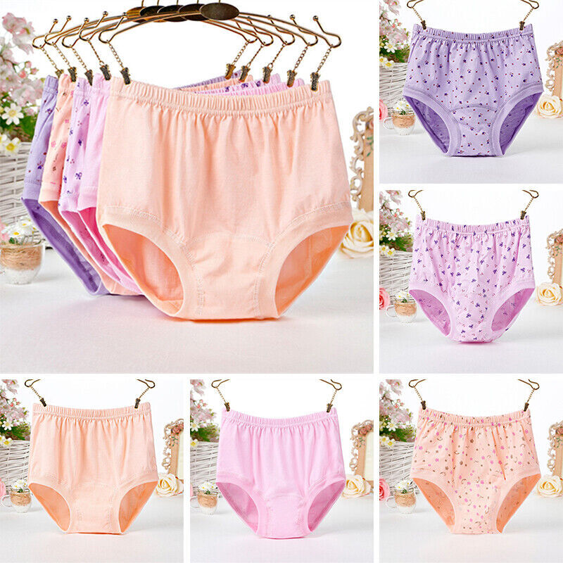 3X Women Cotton Panties Middle-aged Elderly Underwear High Waist Brief Underpant