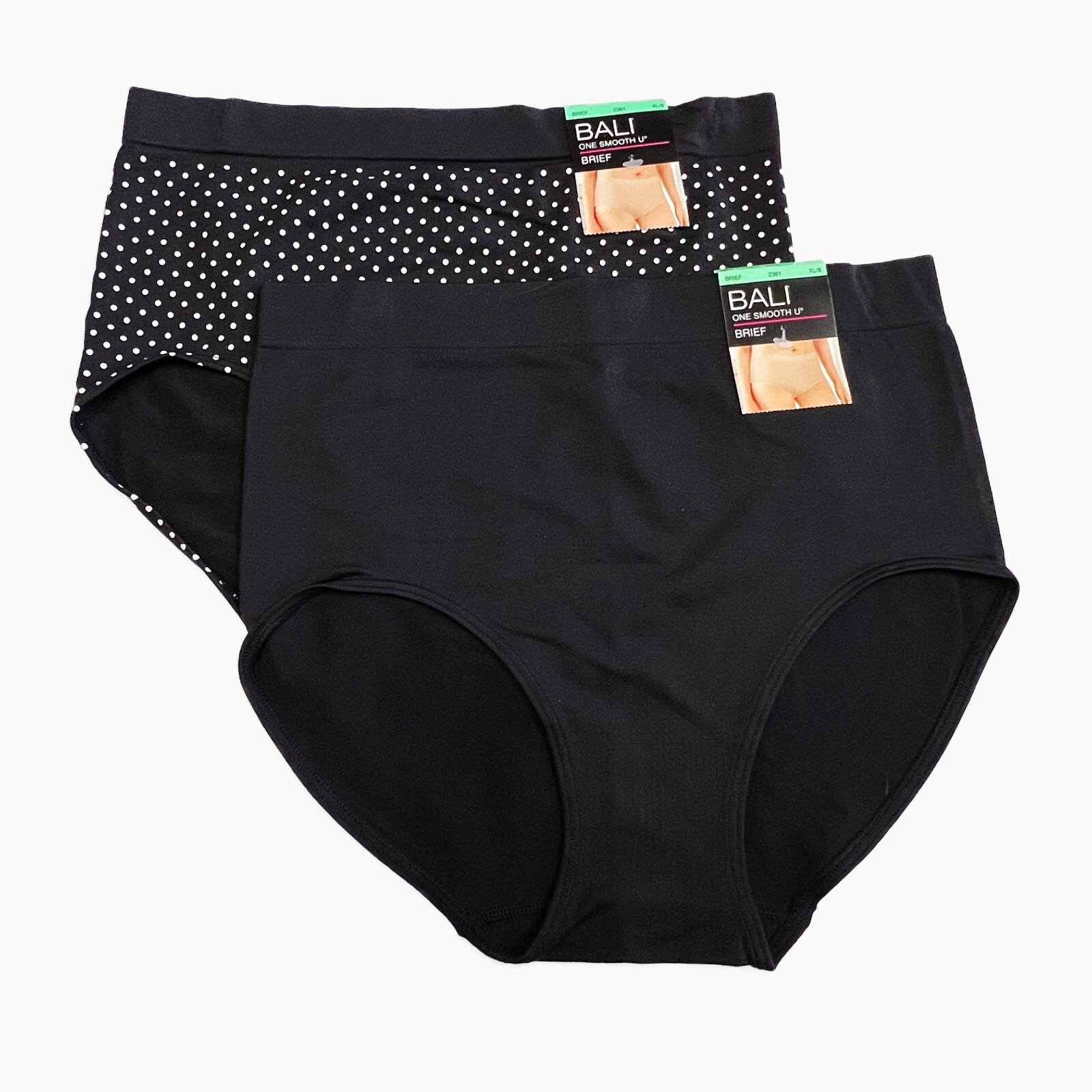Bali One Smooth U Brief Panty XL Size 8 NWT 2361 Underwear 2 PACK Panties