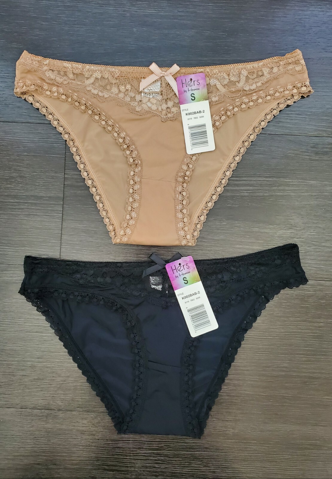 Hers by Herman 2pc High Cut Lace Pantie Set Beige/Black White/Gray Red/Fuchsia