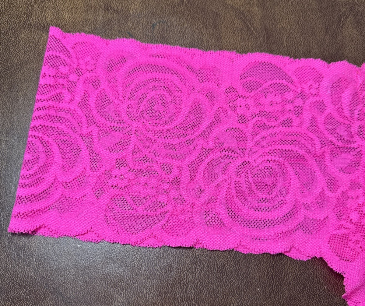 Vintage Smart Sexy Neon Pink Stretch Sheer Floral Lace Bikini Panties Sz 2XL / 9