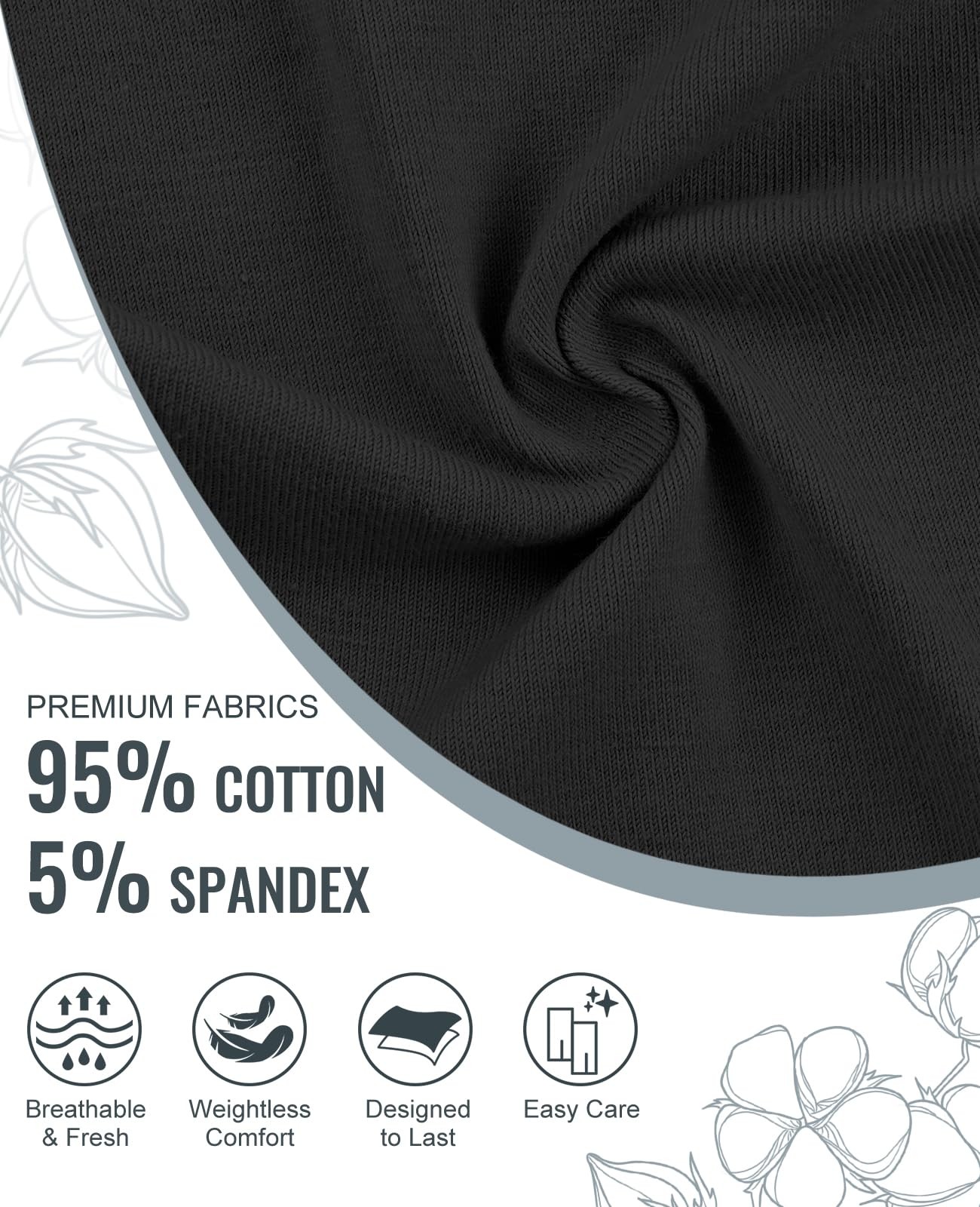 Sunm Boutique Cotton Thongs for Women, No Show Medium, 16 Pack – All Black
