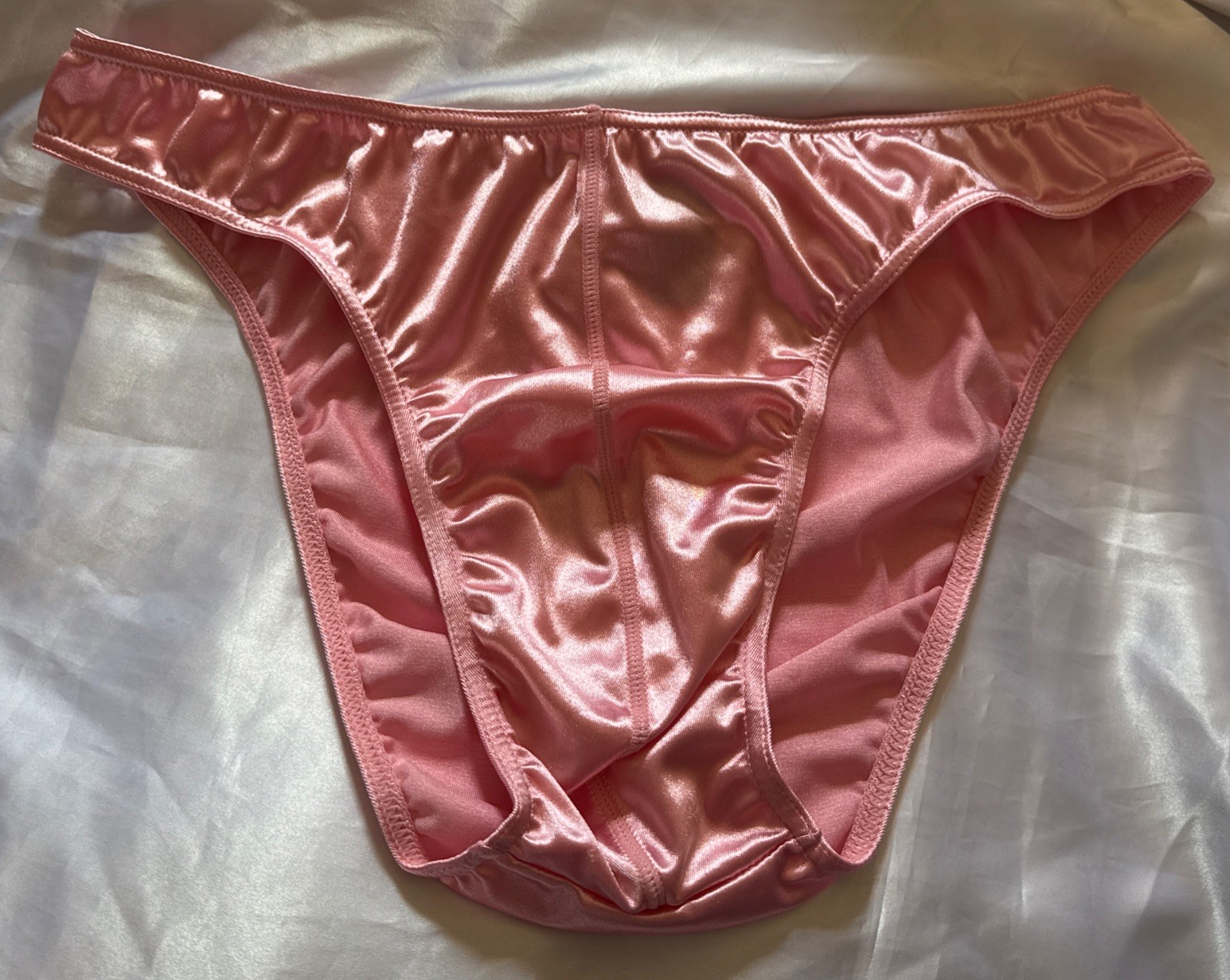 Shiny Satin Baby Pink Men’s Pouch Bikini Brief Panties Sz XL