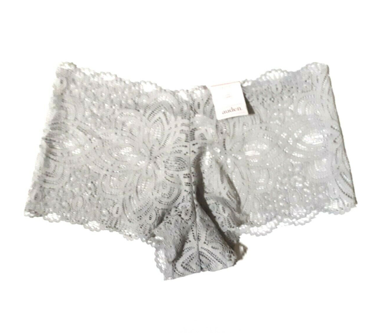 Auden Womens Size XS (0-2) All Over Lace Cheeky Brief Light Gray Panties