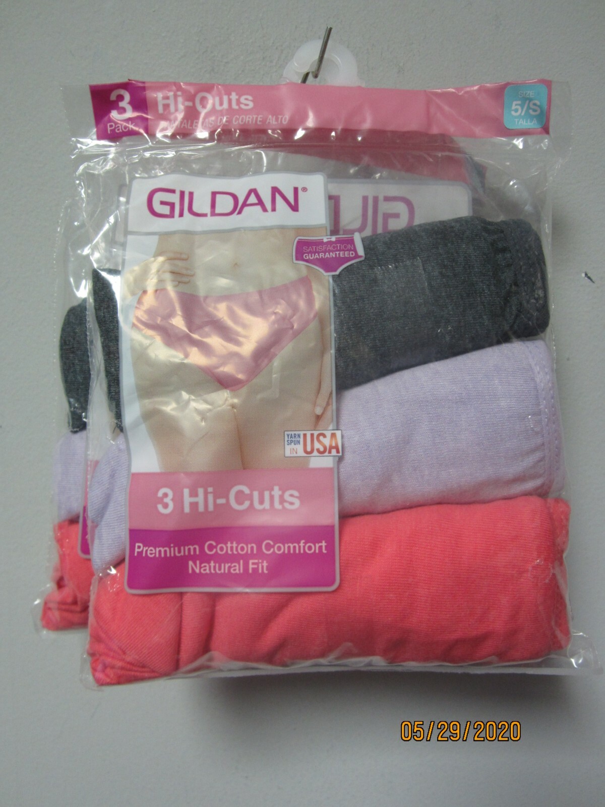 Gildan Women’s 3-Pack Hi-Cuts Premium Cotton Underwear Size 5/S LOT OF 2!