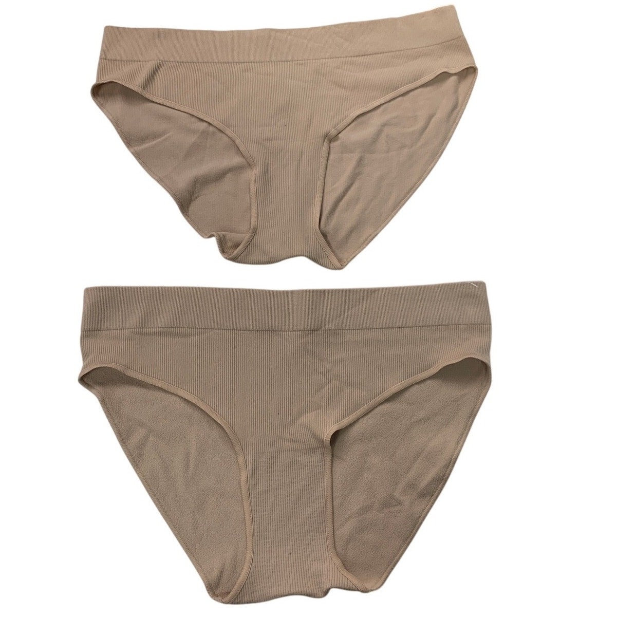 2 New American Eagle Womens Tan Medium Ribbed Underwear Sample High Cut Briefs