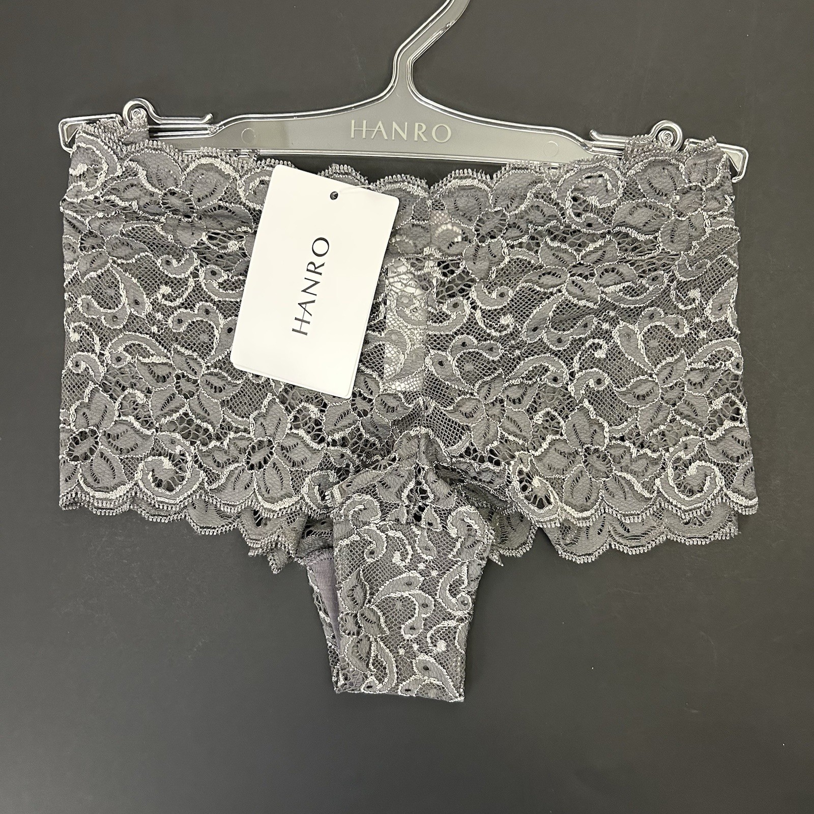Hanro Women’s Luxury Moments Lace Boyleg Panties Smooth Gray Size XS – NWT