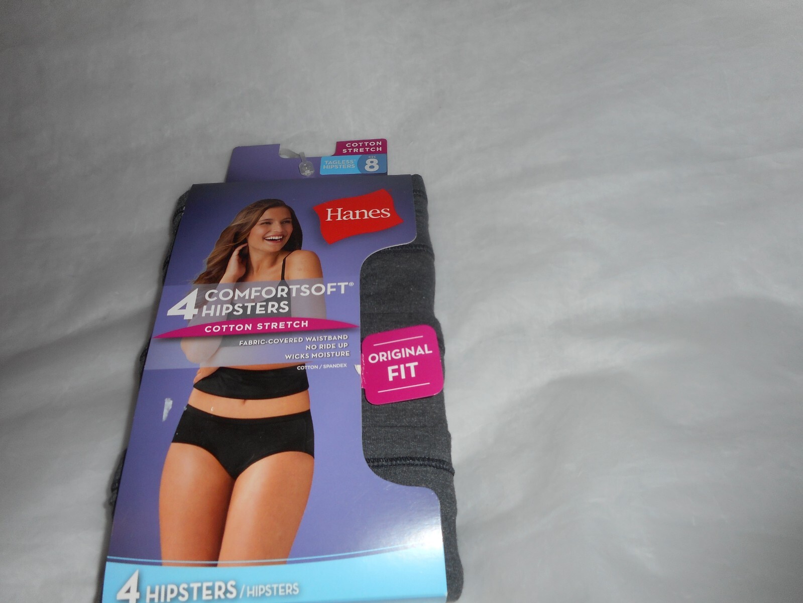 Hanes 4 Pack Comfortsoft Black Hipster Cotton Stretch Panty Size8/ XtraLarge