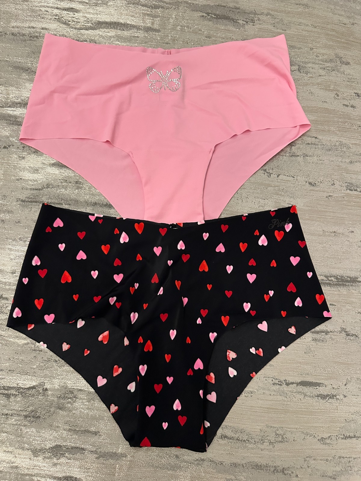 2-Pack New Victoria’s Secret No-Show Cheeky Panty Hearts / Butterflies Medium M