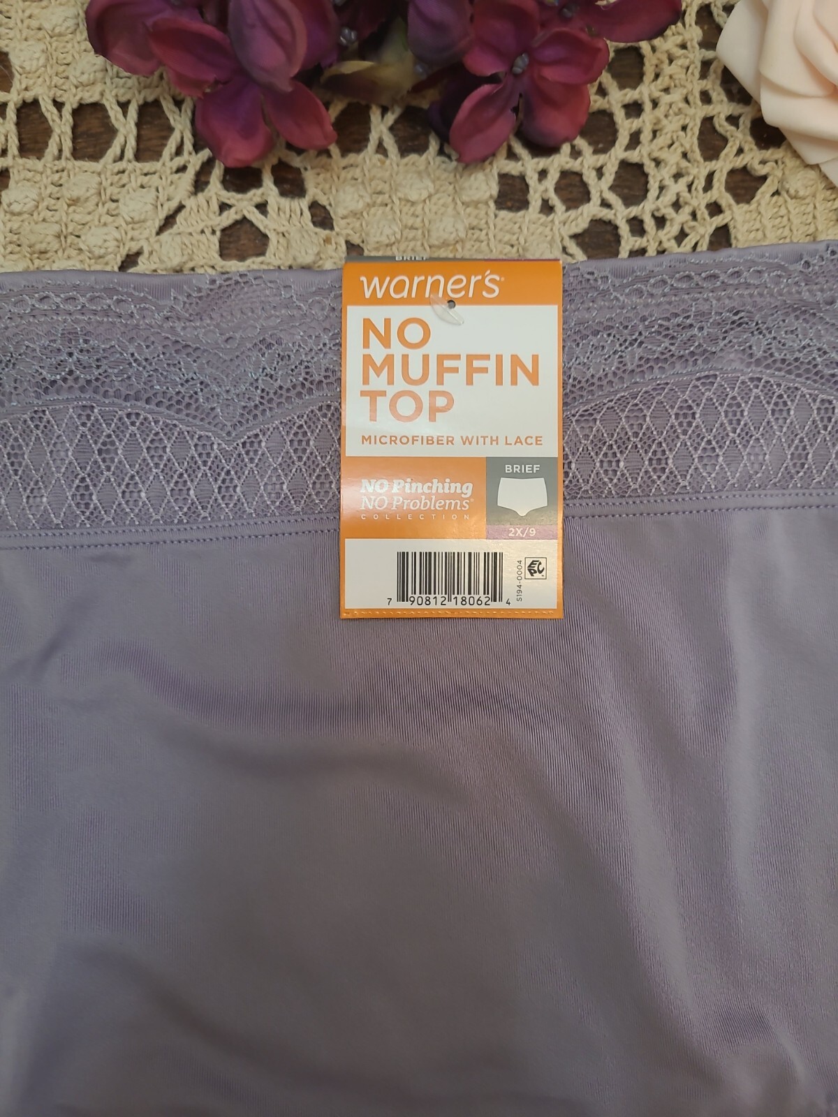 9/2X WARNERS No Pinching No Problems LuXury Lace Brief Panty RS7401P NWT
