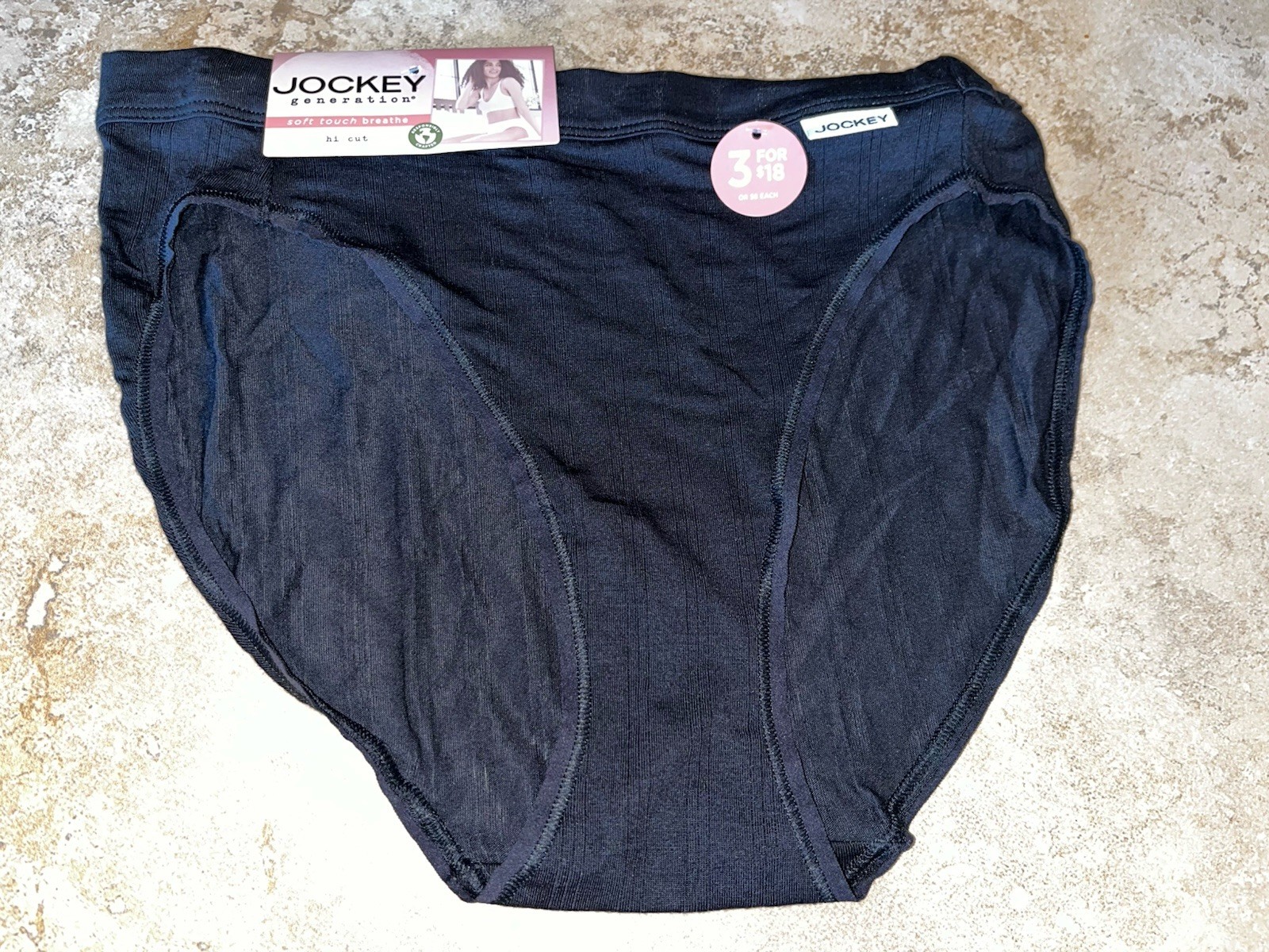 NWT JOCKEY Generation Black Soft Touch Breathe Modal Hi Cut Panty 5423 Small