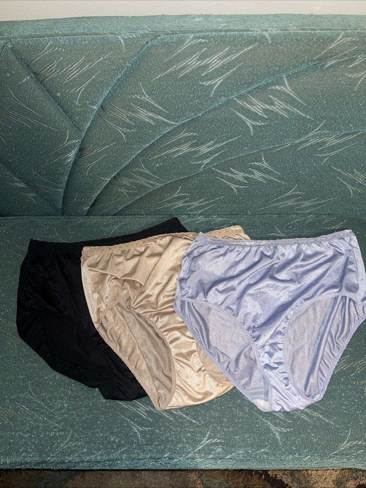 Vtg 3 Just My Size Satin By Hanes Panties Plus Size 11 4XL Jms Black Purple Tan