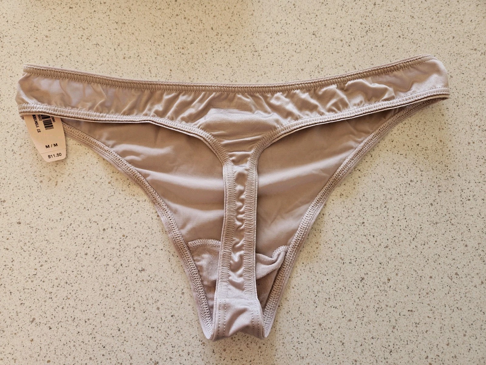 True Vintage Victoria’s Secret Everyday Perfect Satin Thong Panties Silver Med