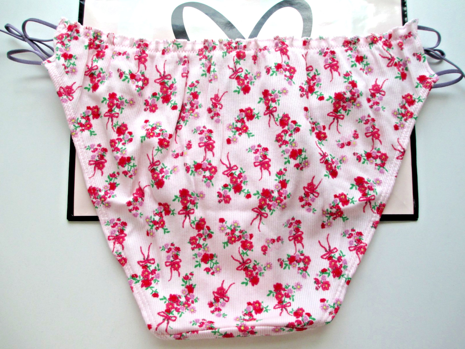 VICTORIA’S SECRET PINK Cotton Bikini Panty S M L Tie Bow NWT Floral VS Ruffle