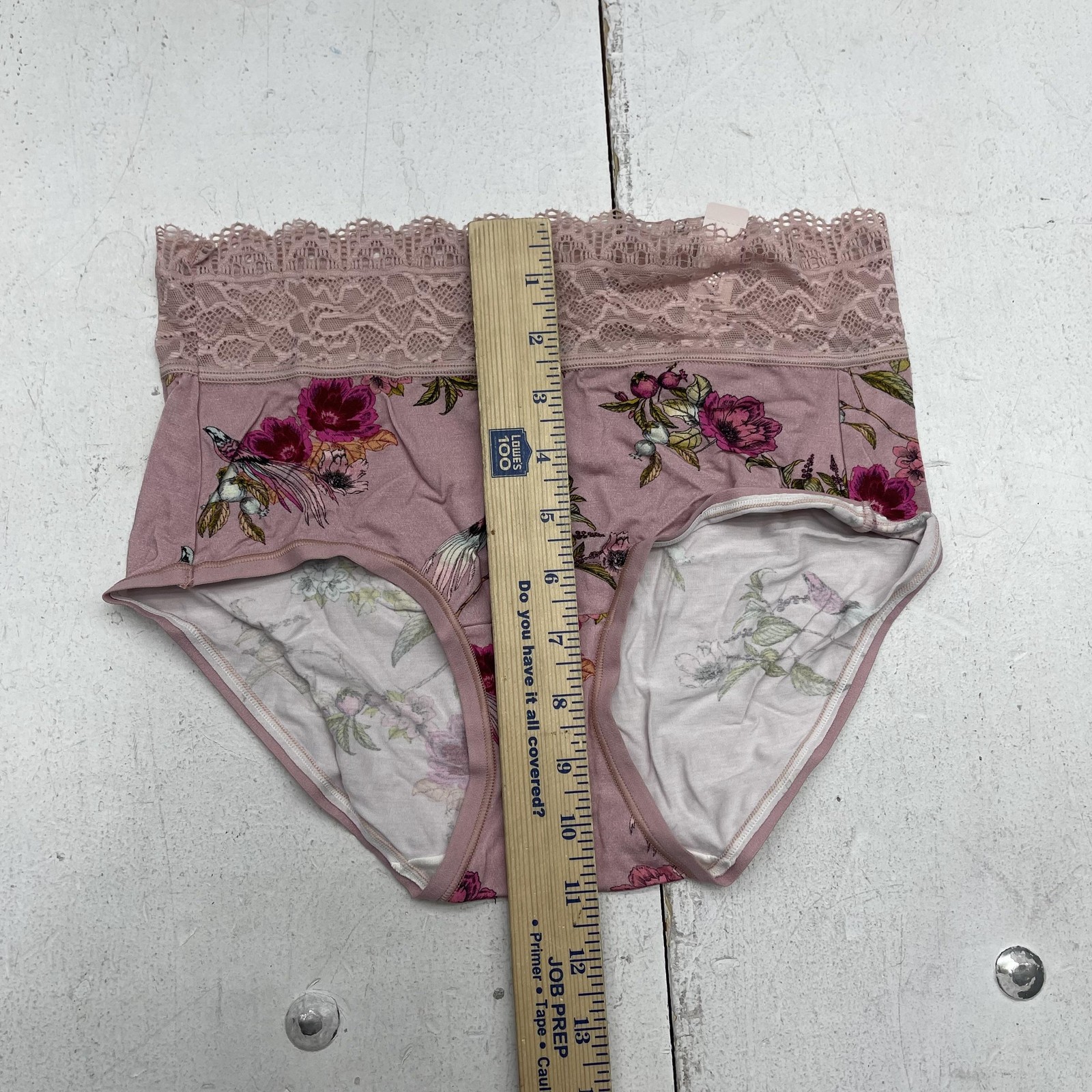 Soma Brief Panties Womens Medium Pink Embraceable Floral Lace Trim Underwear