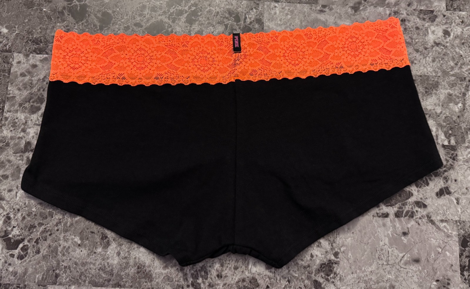 NWT VICTORIA’S SECRET PINK LARGE ORANGE BITE ME HALLOWEEN RARE BOYSHORT PANTIES