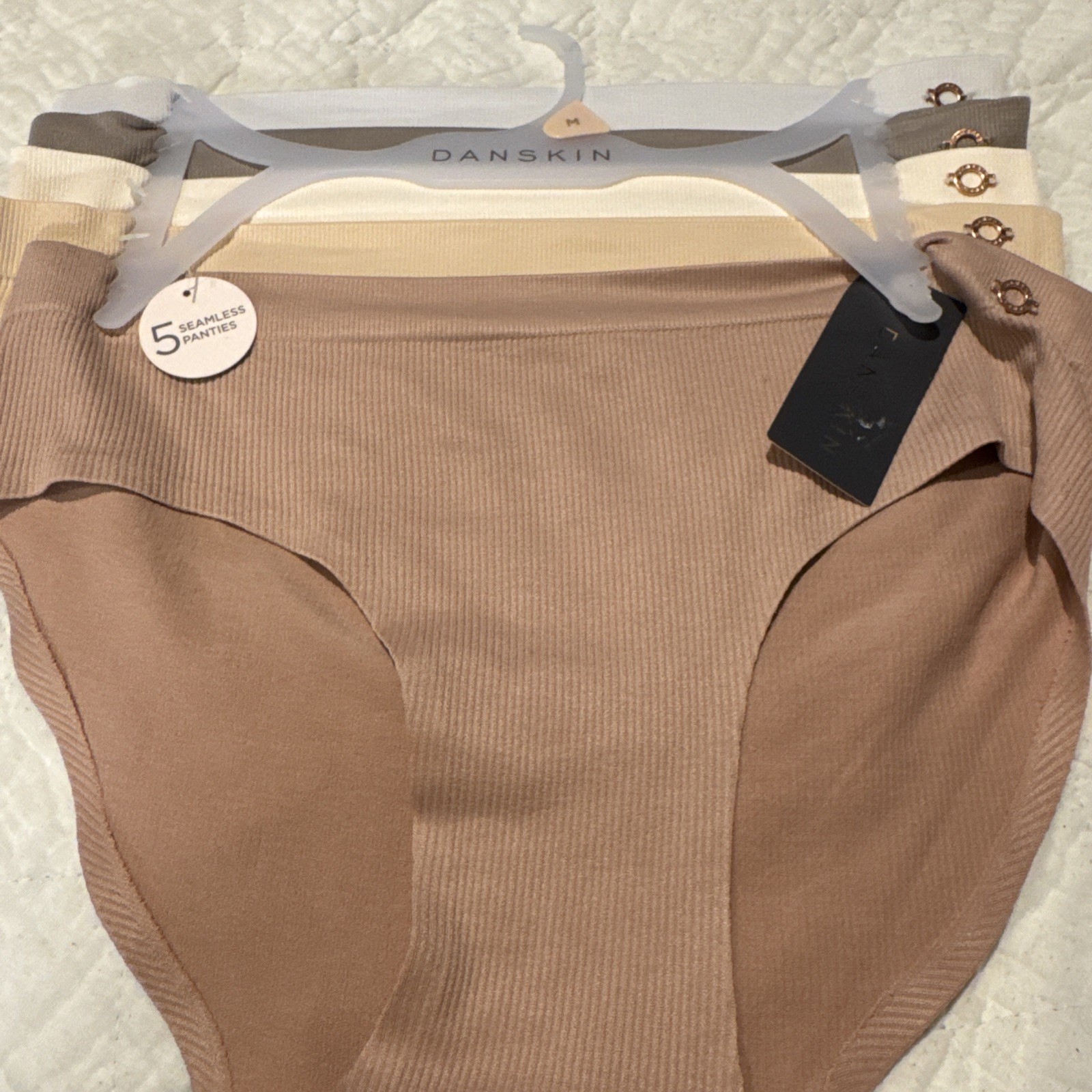 Danskin 5-Pack Womens Brief Panties Underwear Size Medium Nylon Spandex