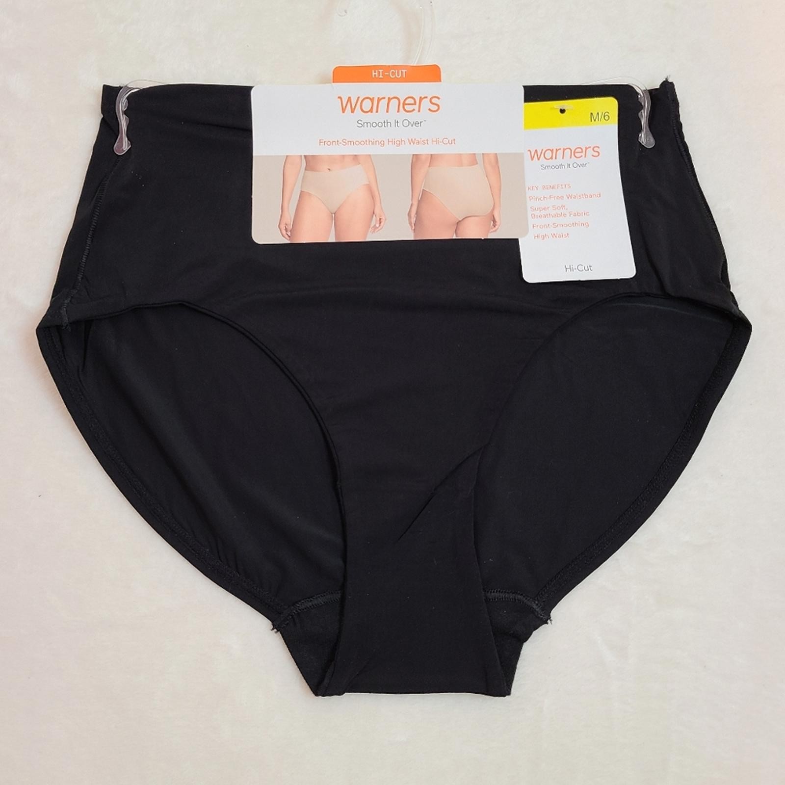 Warners Smooth It Over Silky Nylon Hi-cut Brief Panty Size M Black