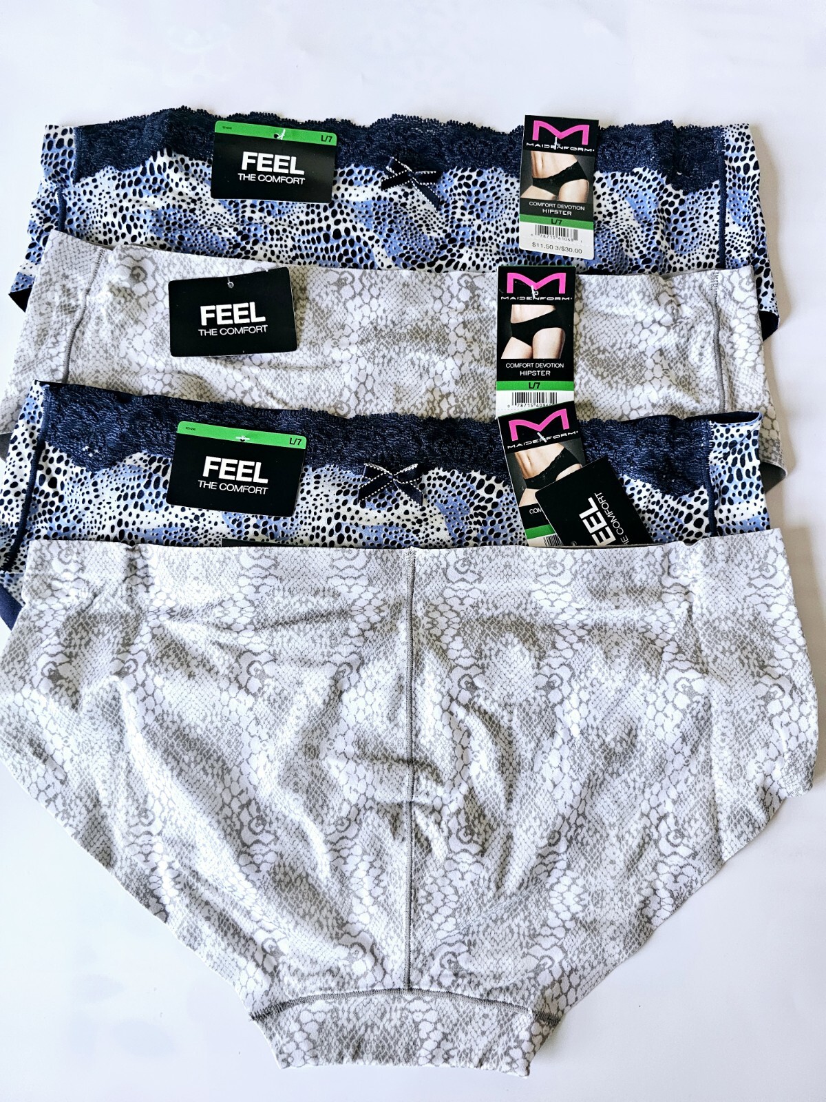 Maidenform 40851 4-Pair Women Comfort Devotion Hipster Panty Underwear Size 7 L