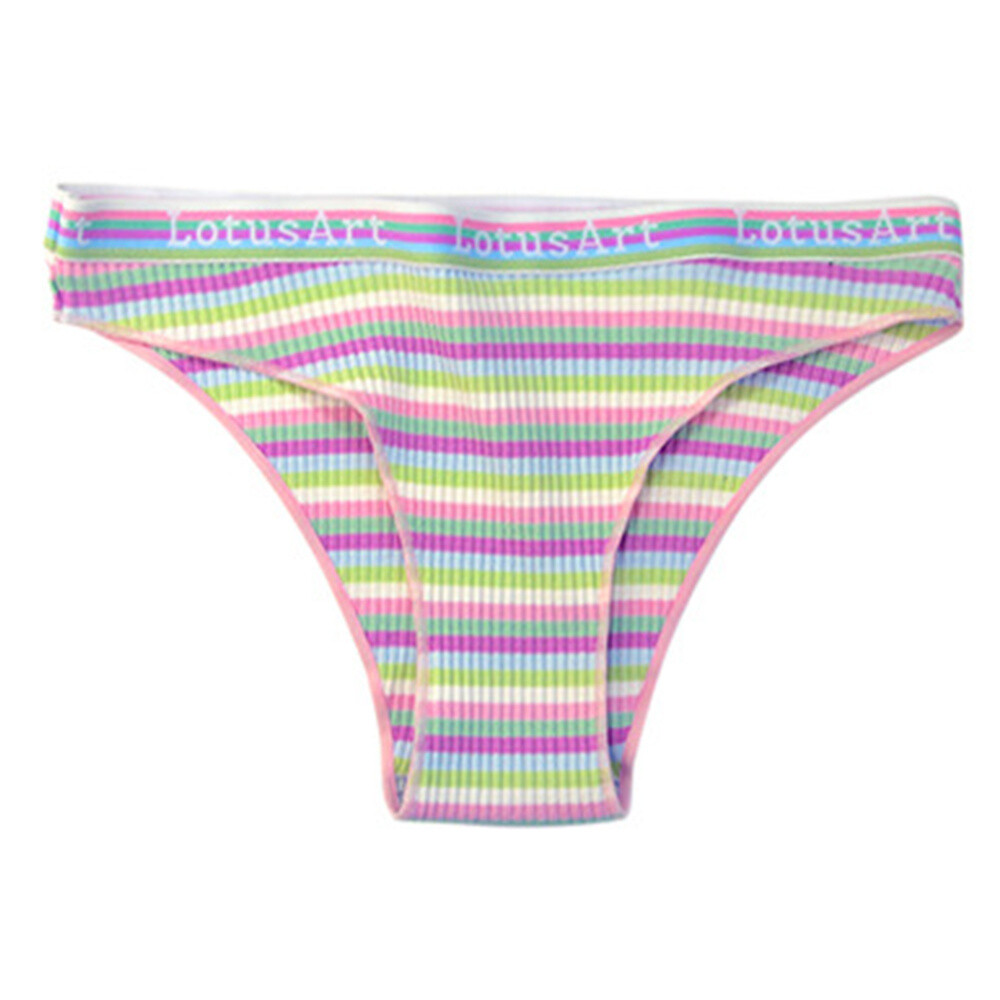 5pcs/lot Sexy Rainbow Stripe Women Cotton Panties T Back Stripe Briefs Underwear