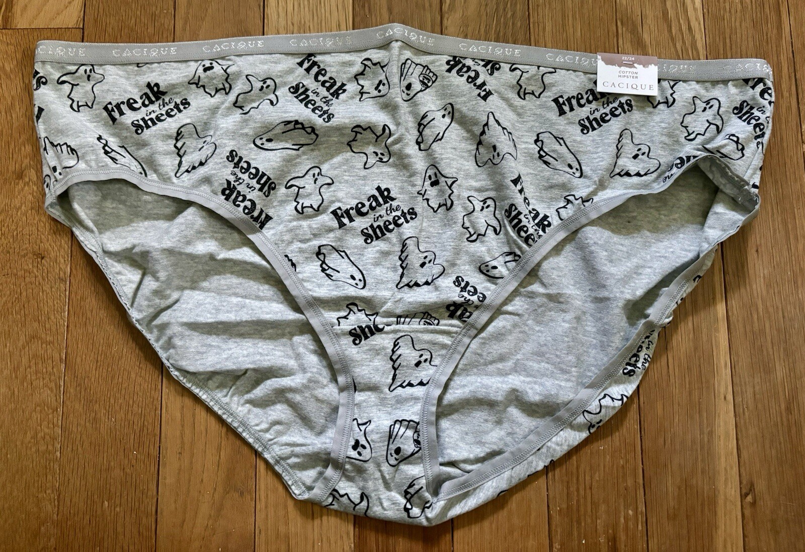 Plus Sz 22/24 Lane Bryant Cacique Hipster Cotton Panty Navy Gray Halloween Ghost