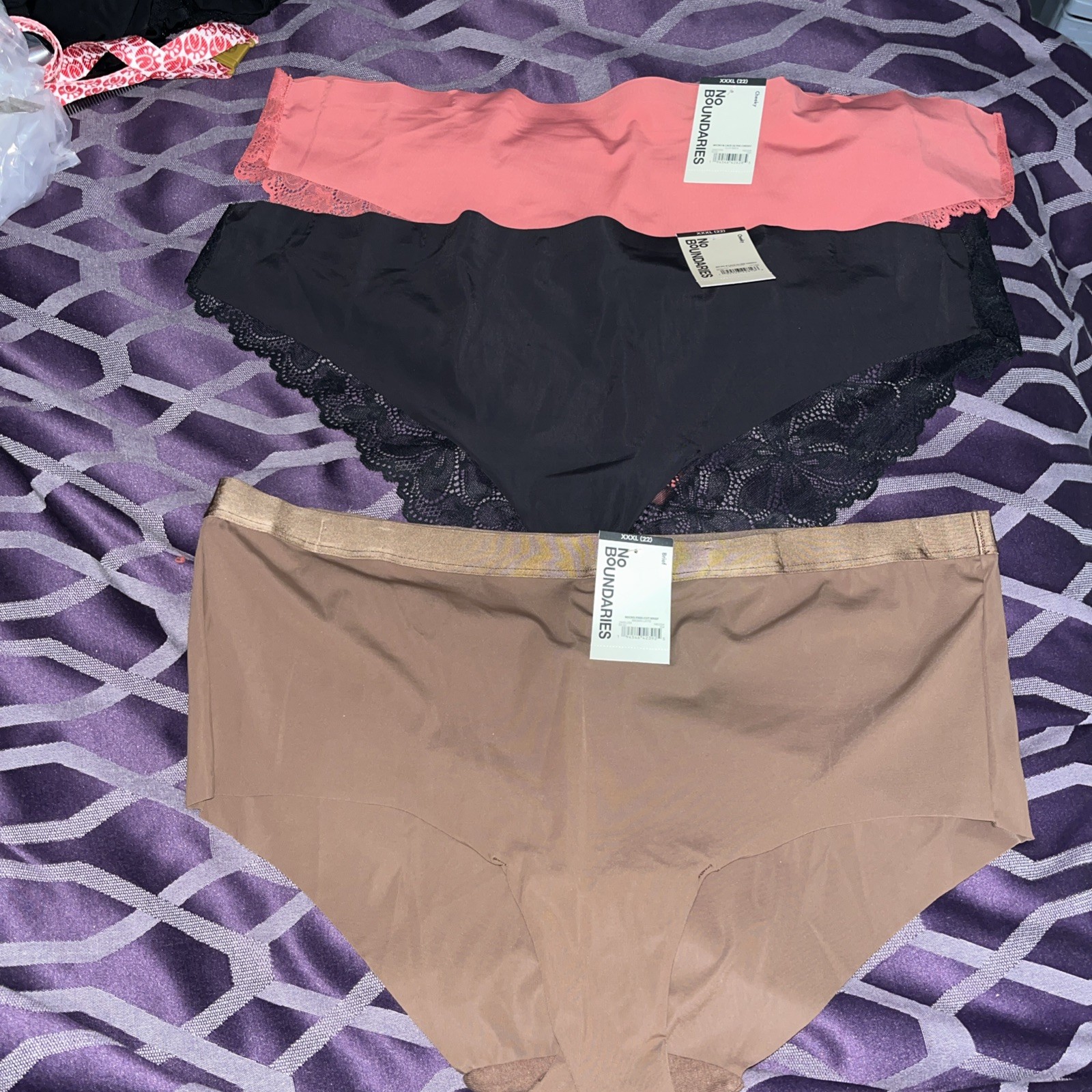 3 Pairs No Boundaries Briefs/cheeky Panties Size XXXL 22 sexy Nylon Spandex