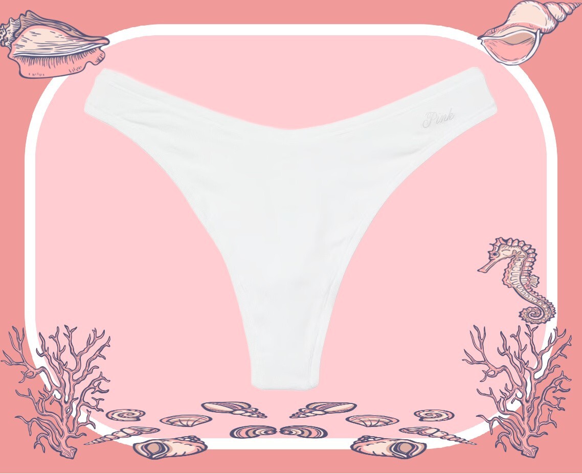 L White Smooth Soft Stretch Cotton High-Leg Thong PINK Victoria’s Secret Pantie