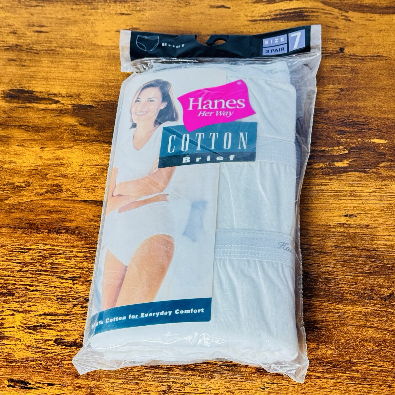 Vintage NOS 1999 Hanes Sz 7 Her Way Women’s 100% Cotton Brief 3 Pair White