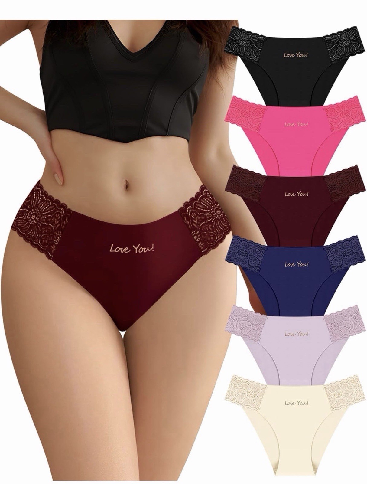 💕 Love You Lace Bikini Panties – Soft & Sexy Everyday Comfort 💕 12 Pack